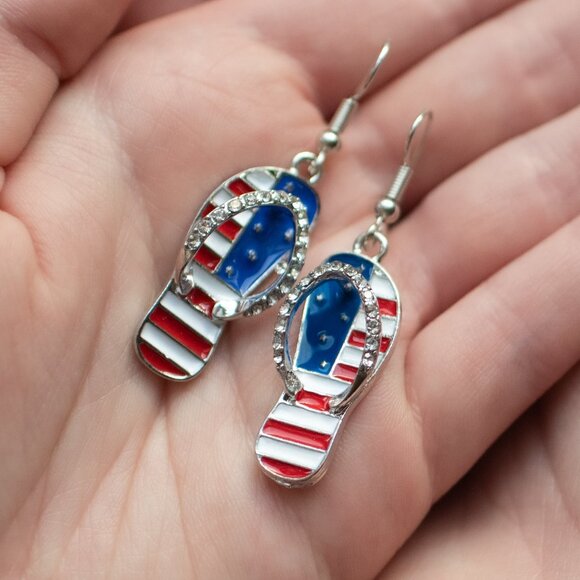 United States of America Shoe, Sandal Earrings American Flag, USA 4th of July - - Picture 4 of 10